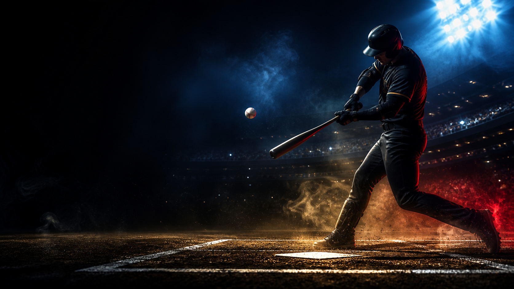 Anonymous baseball players under stadium lights with no team or league marks